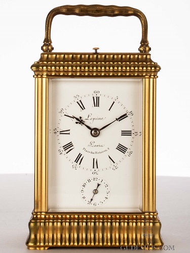 A French gilt brass carriage clock in a rare gadrooned case, Lepine Paris, circa 1880.